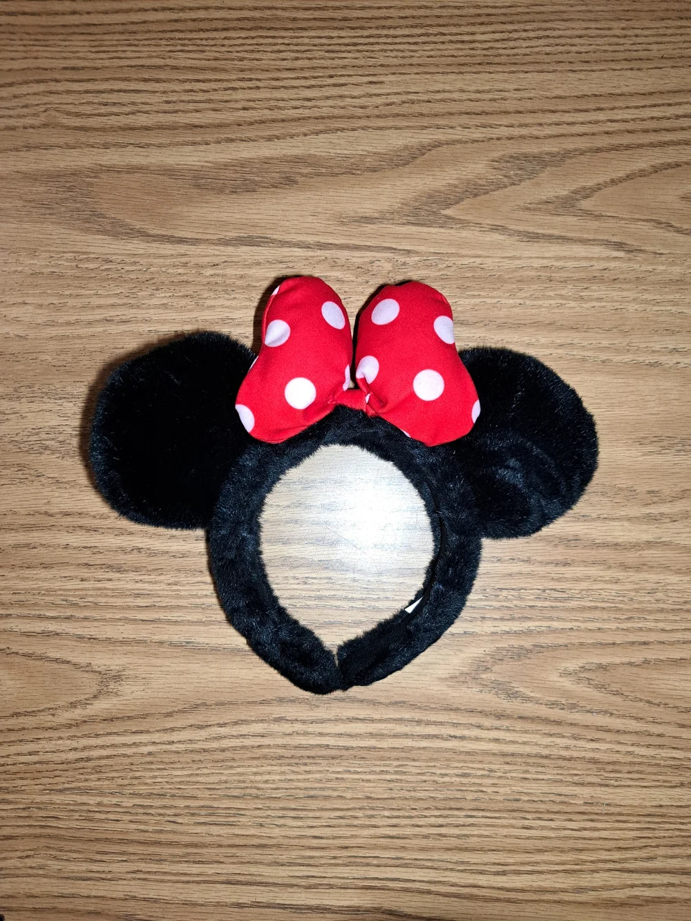 Disney Black Plush Mouse Ear Headband with Red Polka Dot Bow